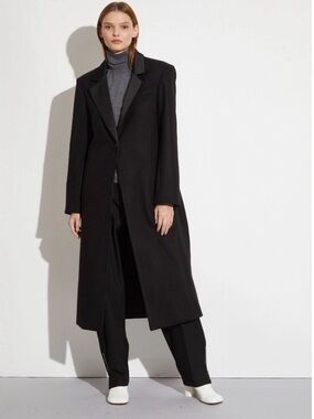 SAINTART Toby Long Black Tailored Wool Coat